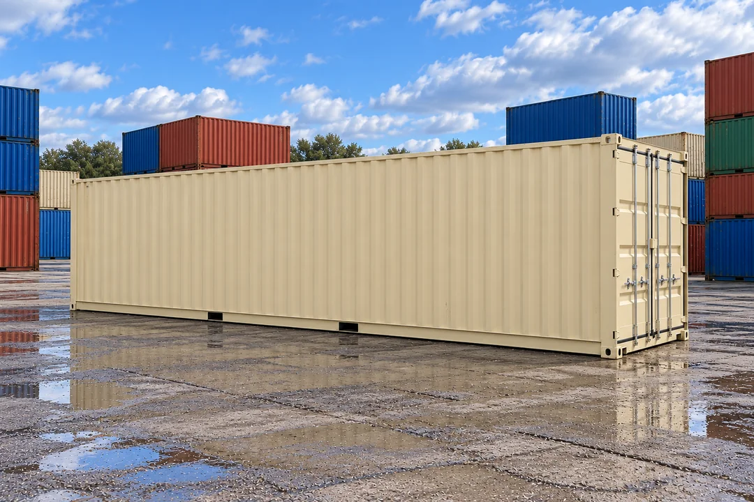 Illustrative image of a new 40ft high cube shipping container