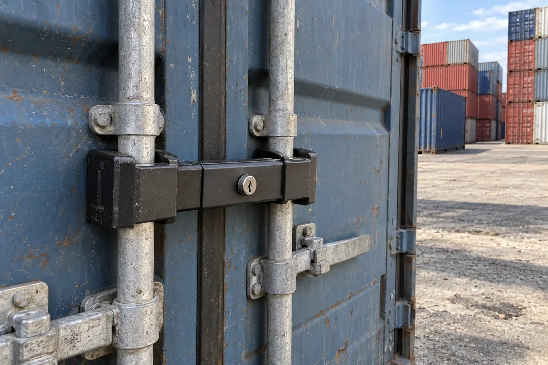 Illustrative image of heavy-duty container door lock