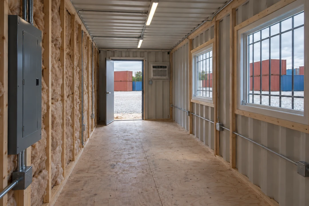 Illustrative image of shipping container office kit
