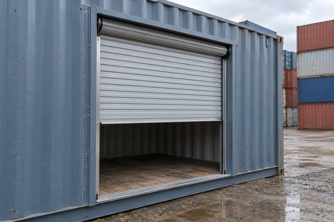 Illustrative image of shipping container roll-up door kit