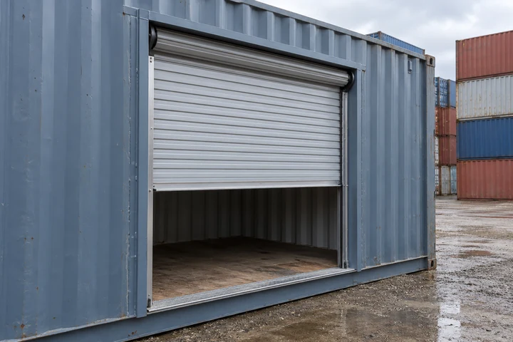 Illustrative image of shipping container roll-up door kit